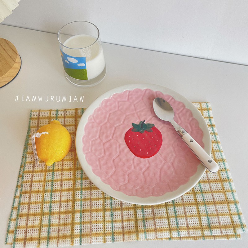 Đĩa trái cây tráng miệng đĩa peach 8inch gốm sứ #littlechick