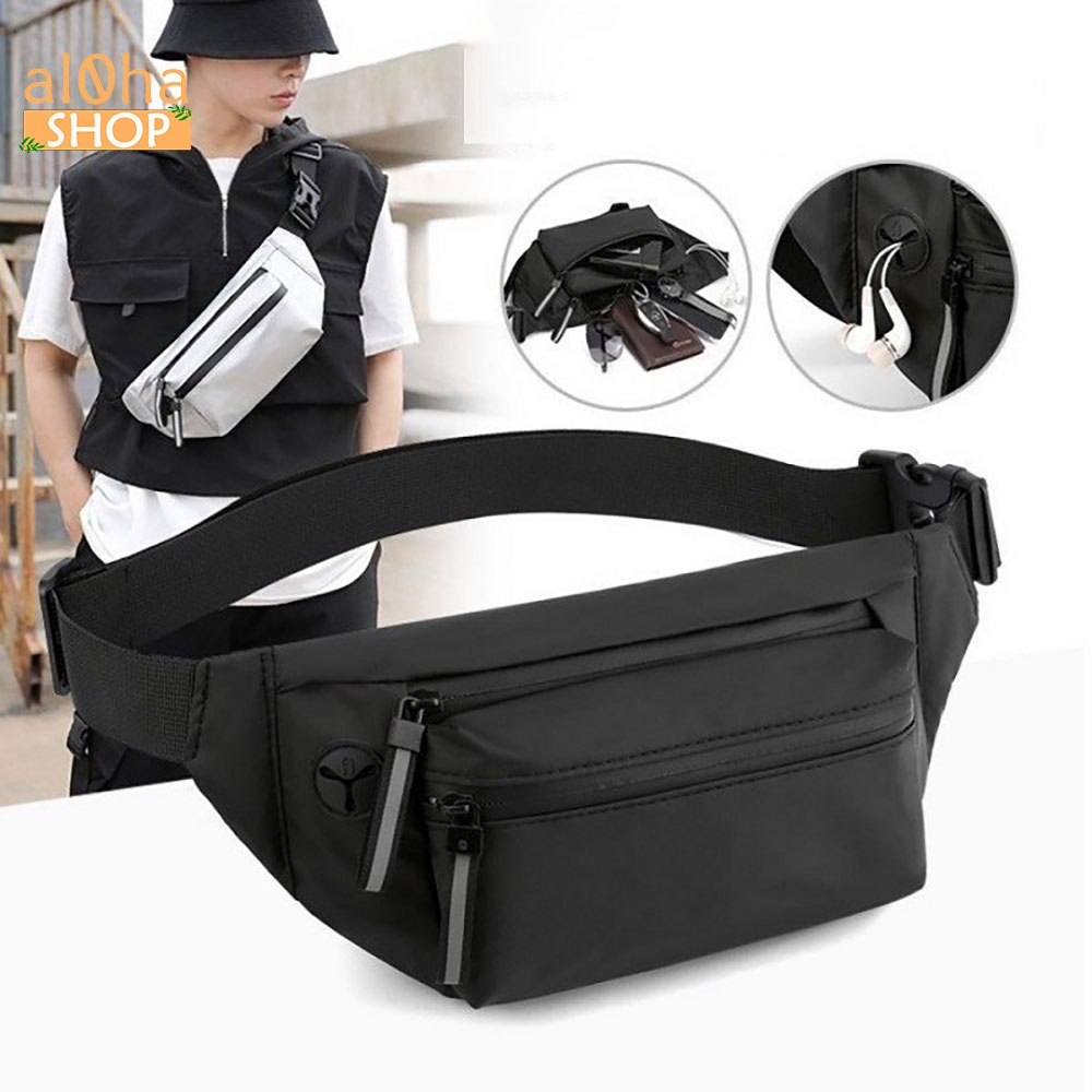 Túi bao tử - đeo chéo khóa phản quang unisex nam nữ vải chống nước phong cách - al0ha Shop
