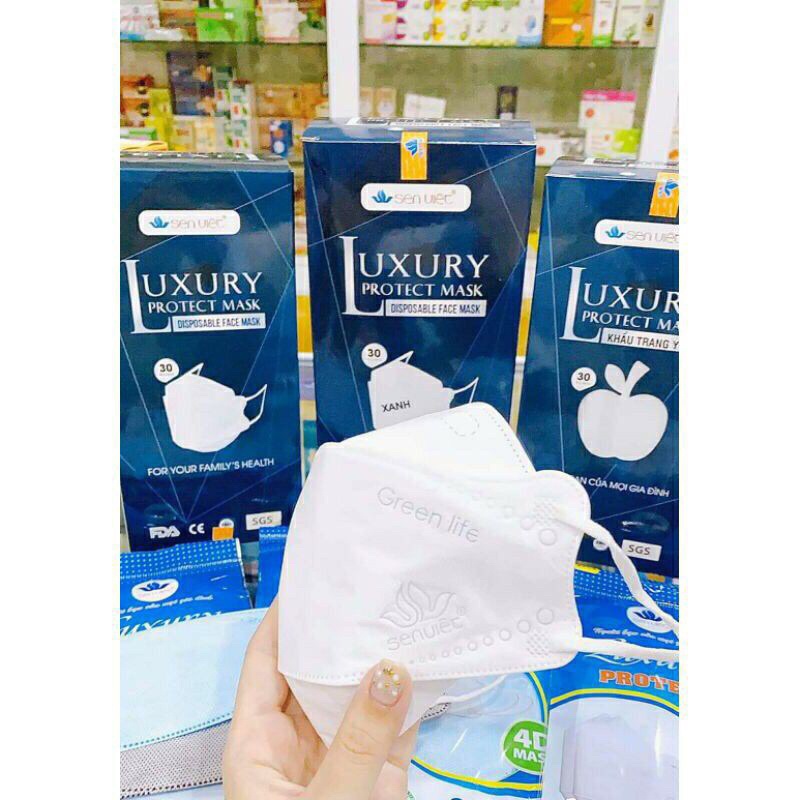 Khẩu trang y tế cao cấp LUXURY 4D Sen Việt ,1 hộp 30 cái, lọc bụi,kháng khuẩn | BigBuy360 - bigbuy360.vn