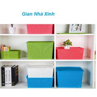 Giỏ nhựa đựng đồ có nắp cao cấp