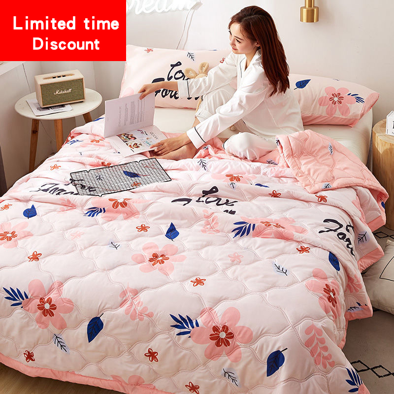 Summer cool quilt Korean-style washed cotton air-conditioning thin quilt washable quilt Four seasons quilt solid color cool quilt children's quilt single double quilt