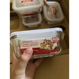 Bộ 3 hộp thủy tinh Lock&Lock 420ml chữ nhật tặng túi giữ nhiệt