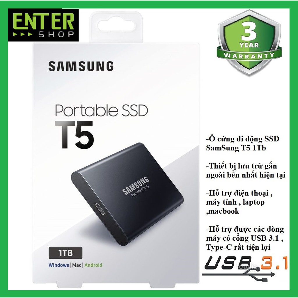 Ổ cứng di động SSD Samsung T5 1TB USB 3.1 Type-c