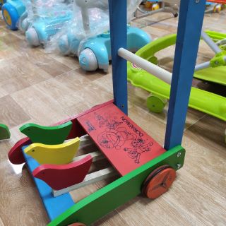 (Loại đẹp gỗ chắc)Xe tập đi gà mổ thóc bằng gỗ cho bé