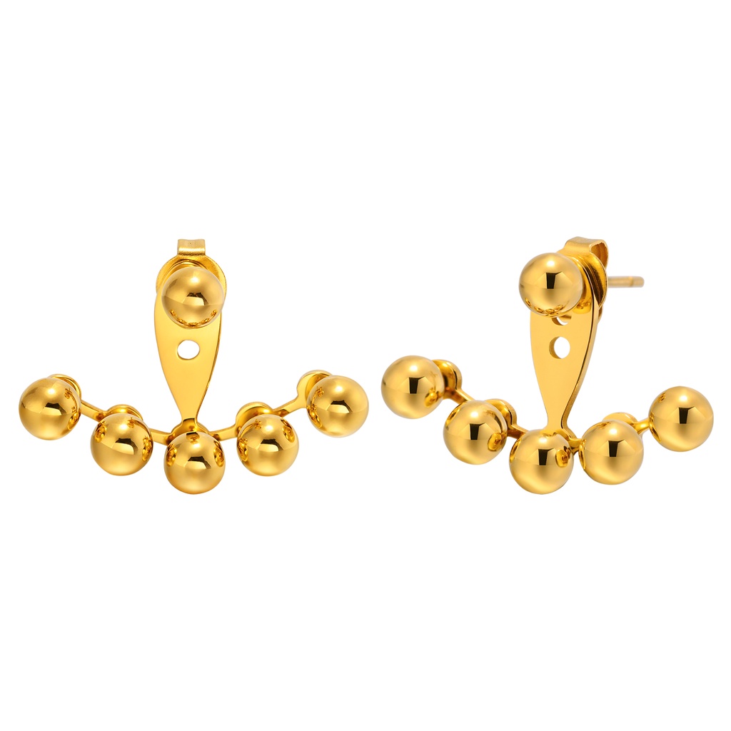 Vnox Khuyên Tai Xỏ Lỗ Bằng Thép Không Gỉ Đính Quả Cầu Ba Lỗ Màu Vàng Thời Trang Có Thể Điều Chỉnh Làm Quà Tặng Cho Nữ