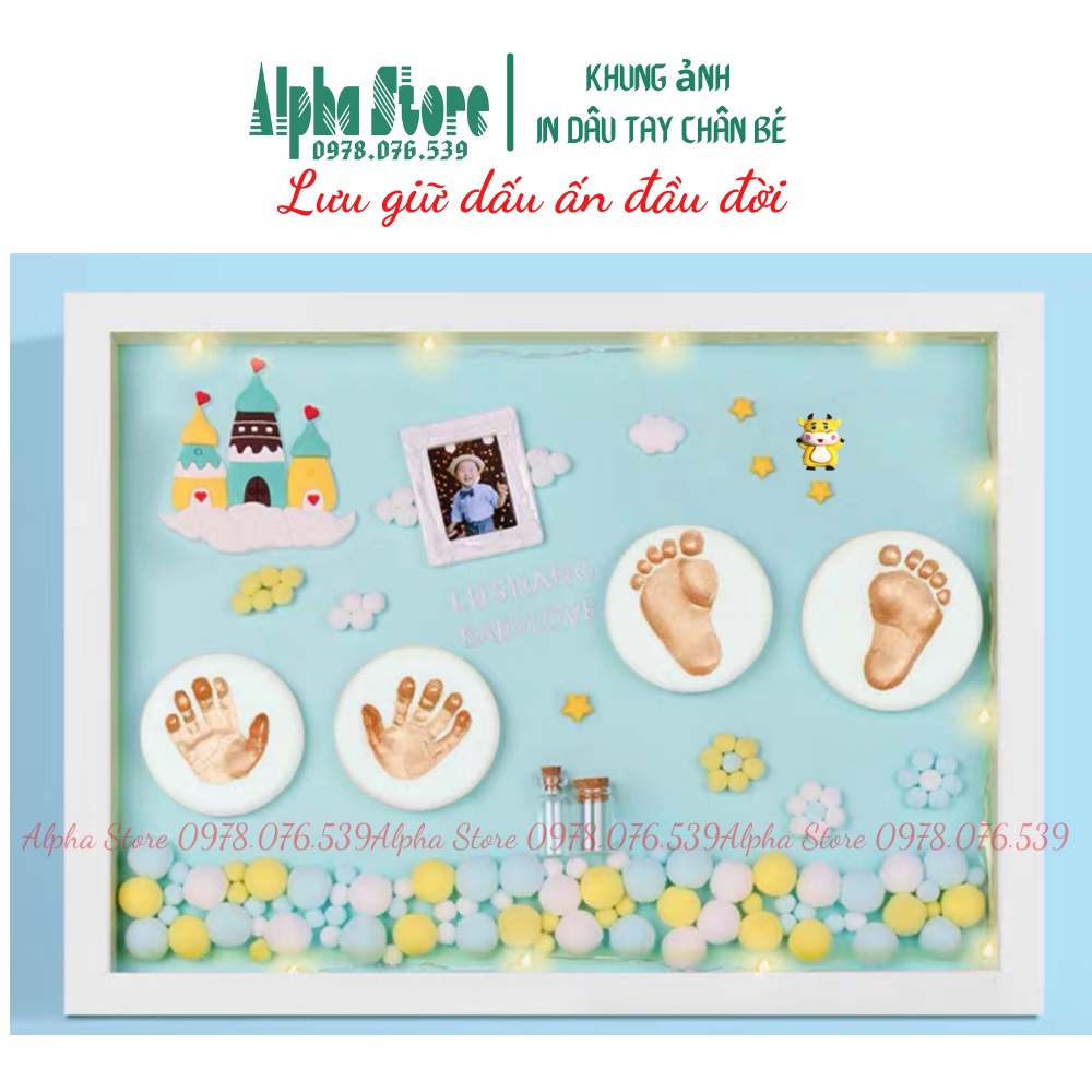 Khung ảnh in dấu vân tay chân cho bé lưu giữu kỉ niệm đầu đời, làm quà đầy tháng.