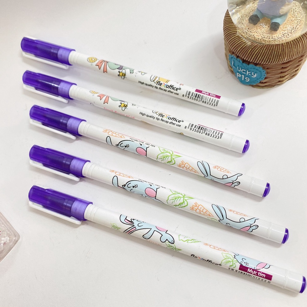 Bút Gel cao cấp Flexoffice mực tím không lem đầu 0.5mm.