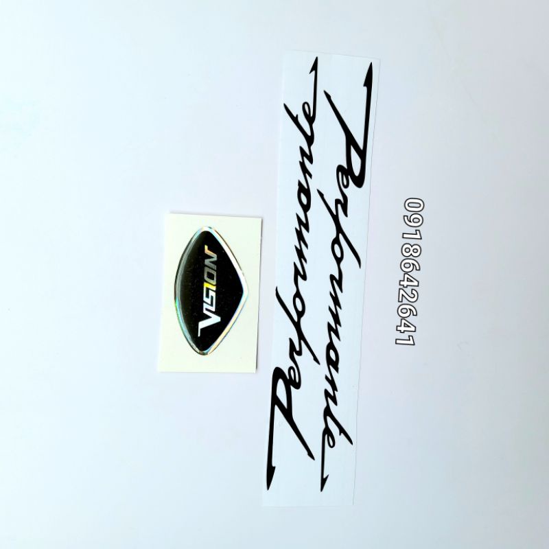 Combo tem chữ performante chìm và logo mặt nạ vision như zin