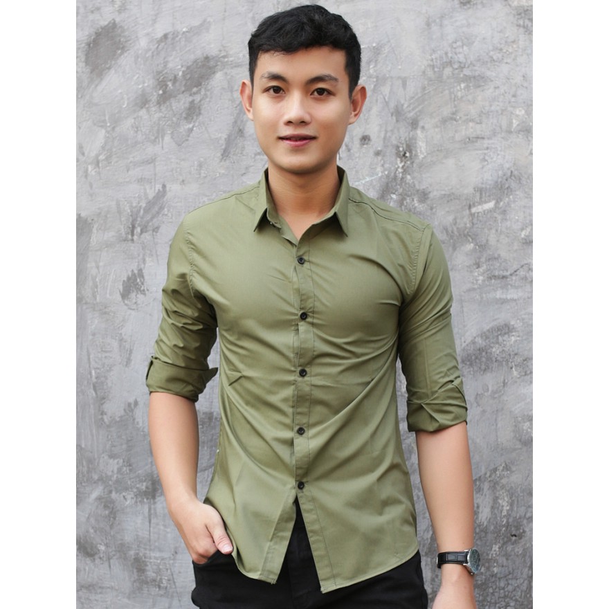 Áo sơ mi hàn quốc đẹp nam dài tay áo kiểu công sở Đỏ Đô LSM0016