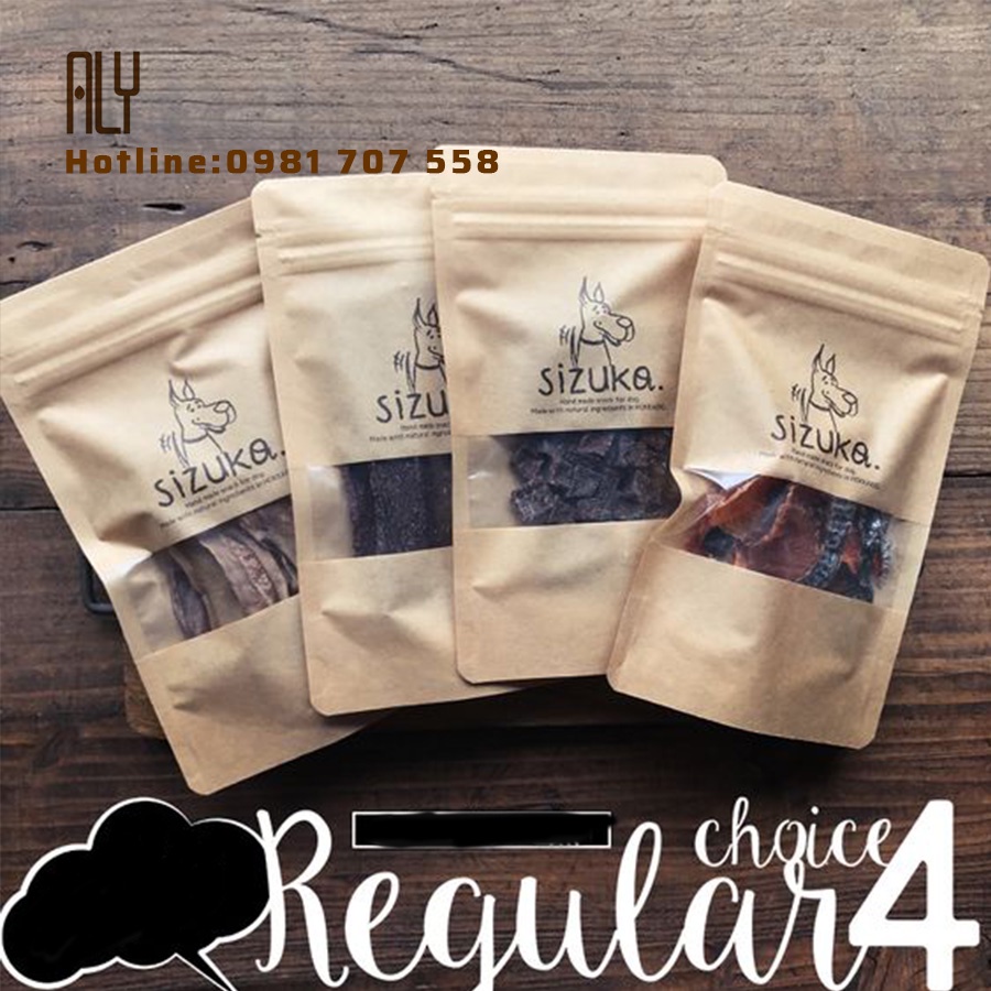 Túi Zip Mini Đựng 100gr Bột, Túi Zipper Giấy Kraft 10x15 Đáy Đứng Có Cửa Sổ _ALY
