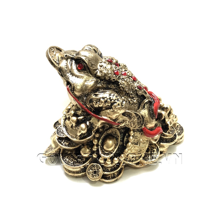 Tượng Đá Cóc Thiềm Thừ 3 Chân Phong Thủy - Cao 11cm - Màu Nhũ Vàng | BigBuy360 - bigbuy360.vn