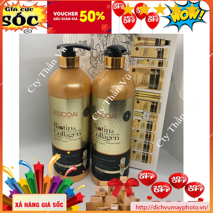 Dầu Gội Xả JESCOAL Hương Mật Ong BIOTIN &amp; COLLAGEN Chống Hư Tổn