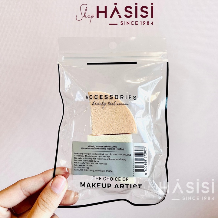 Bông Phấn Ướt Tam Giác VACOSI - BP11 (Bịch 2 Miếng)