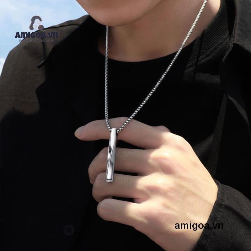 ✨✨Vòng cổ thép mặt hình chữ nhật xoắn ốc phong cách Punk thời trang cho nam và nữ
