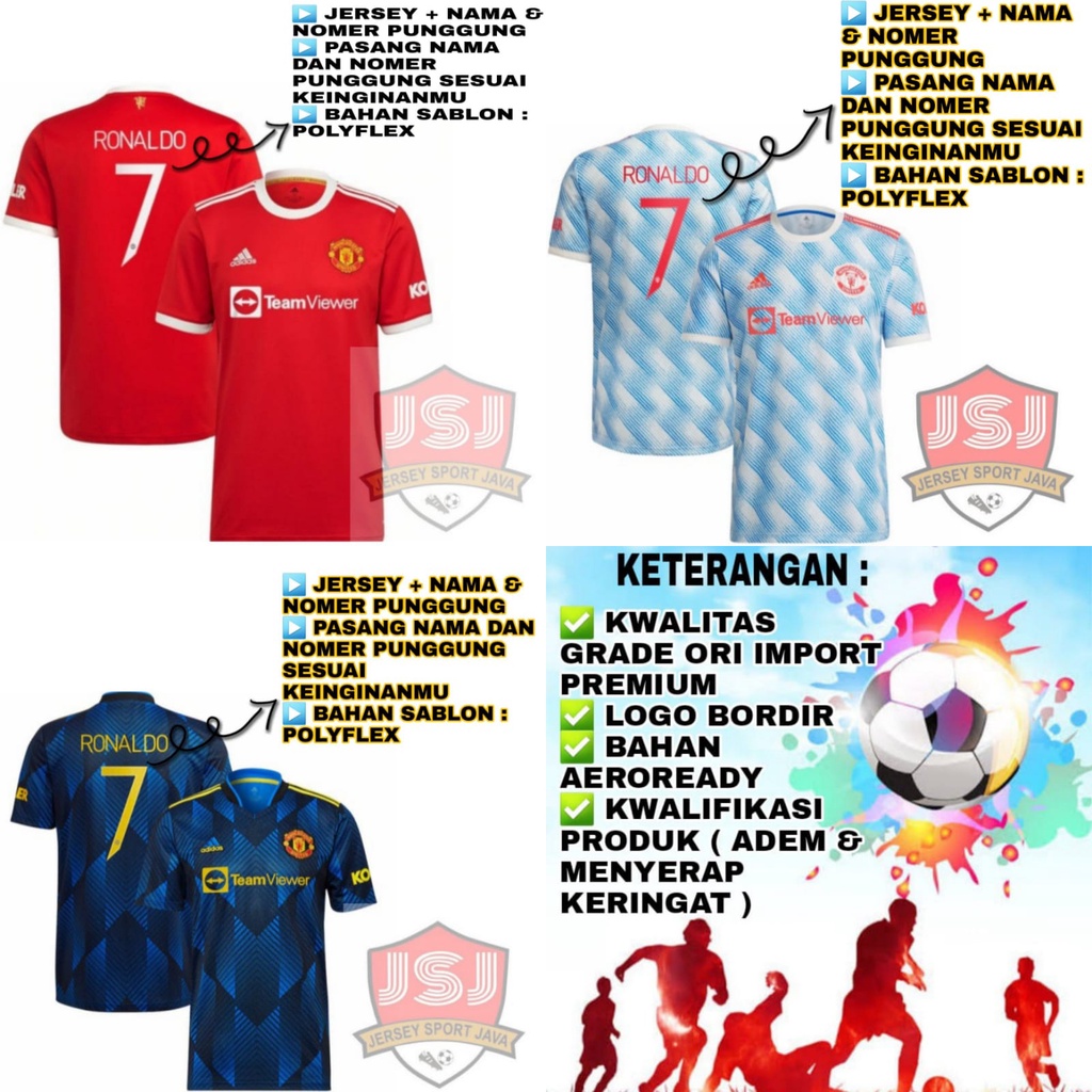 Áo Thun Bóng Đá Manchester United / MU 3RD 2021 / 22 CR7 / C.Ronaldo New - Font 2022