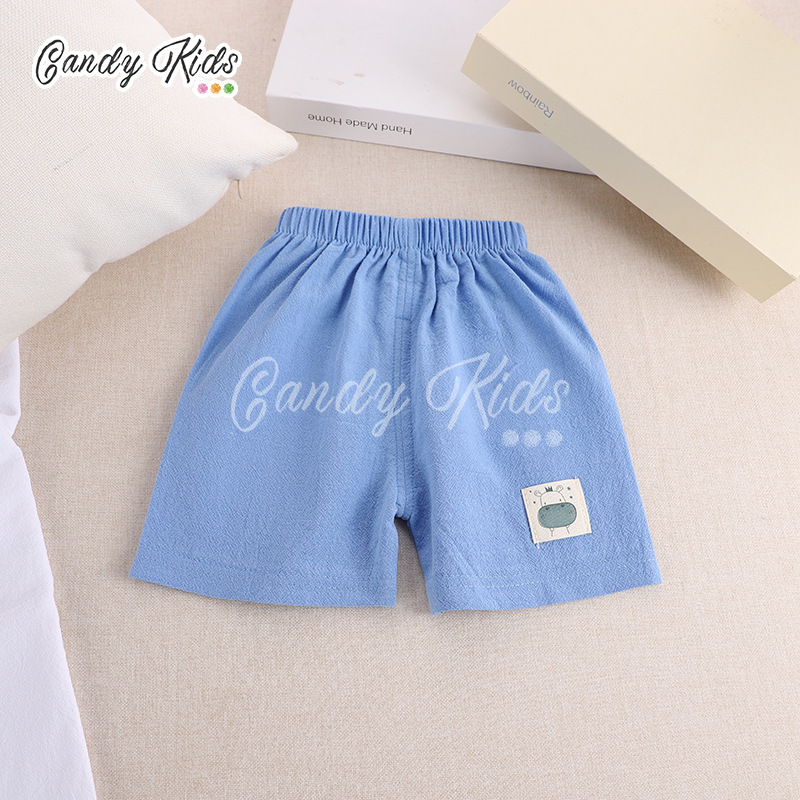 Quần Short Cotton Màu Trơn Kiểu Hoạt Hình Xinh Xắn Cho Bé 1-7 Tuổi