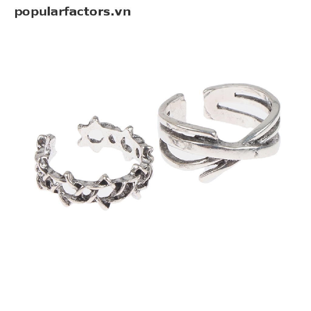 Set 3 nhẫn hở điều chỉnh được họa tiết chữ số La Mã độc đáo thời trang