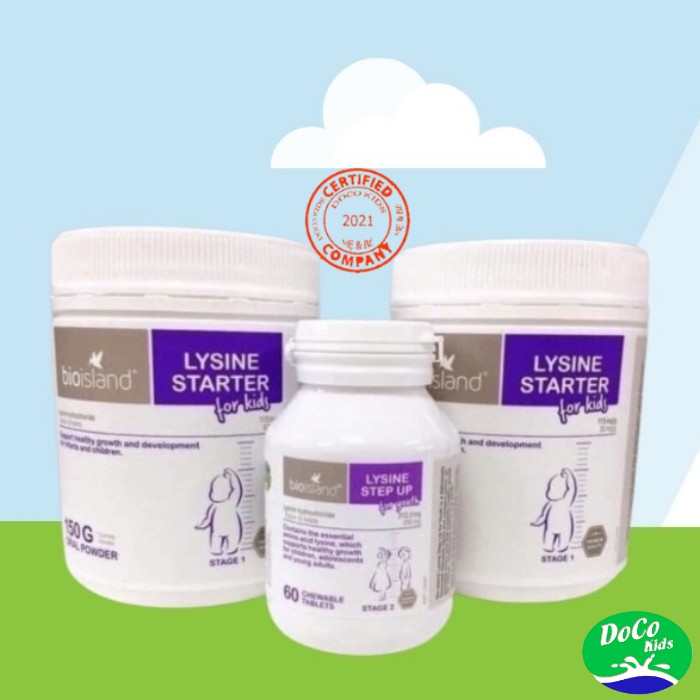 Lysine Bột, Lysin Viên Bio Island Úc,Tăng Chiều Cao, Tăng Chuyển Hóa Cho Trẻ - Giúp Bé Ăn Ngon Hơn, 