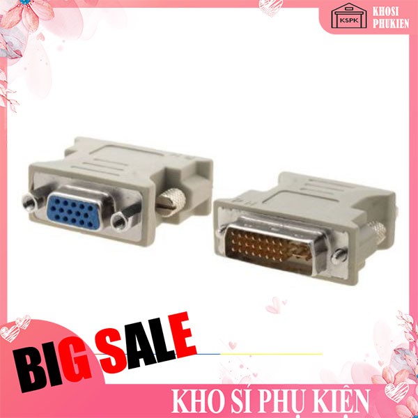 Đầu chuyển DVI ra VGA Giúp kết nối giữa màn hình có cổng vga với card màn hình không có cổng vga