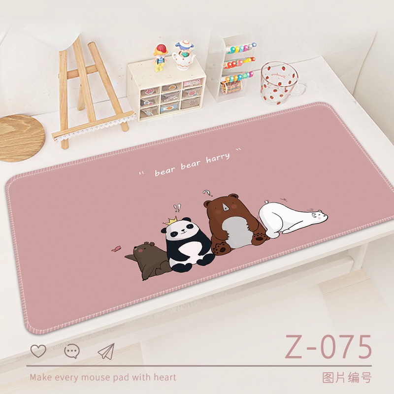 Tấm Lót Chuột Máy Tính Bằng Cao Su Tự Nhiên Hai Chiều Dày Dặn Họa Tiết Hoạt Hình Màu Hồng Dễ Thương Dành