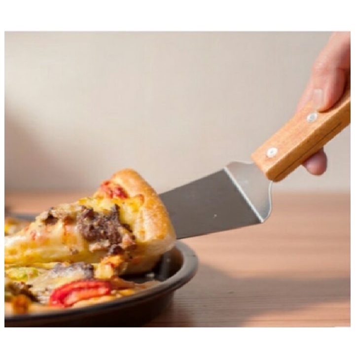 Xẻng xúc pizza bằng thép không gỉ có tay cầm bằng gỗ 25 cm