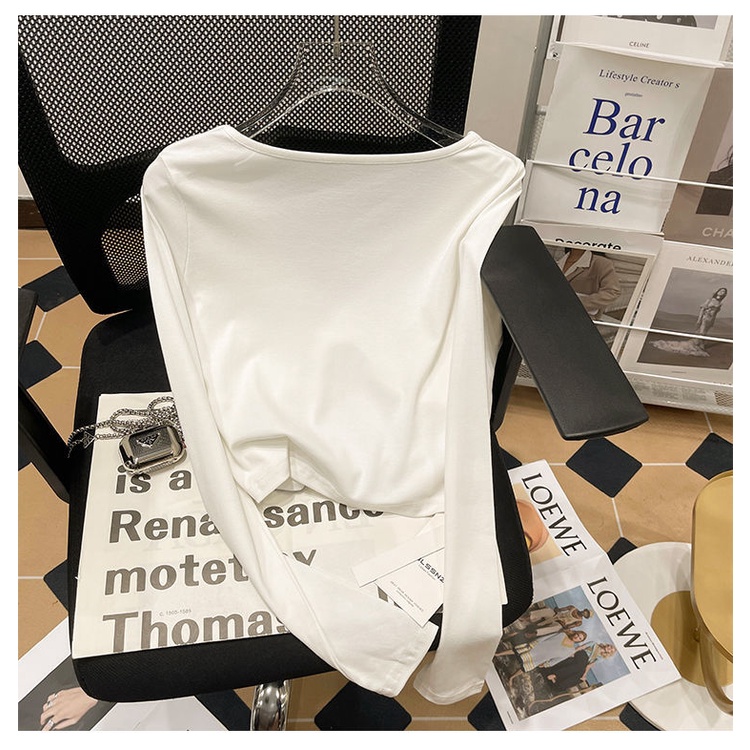 Áo Thun Ngắn Tay Dài Cổ Chữ v Thời Trang Mùa Thu Hàng Mới Dành Cho Bạn Nữ