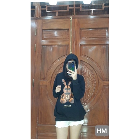 Áo hoodies thỏ from rộng chất da cá