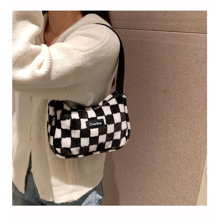 Túi đeo một bên vai bằng nhung lông thời trang thu đông