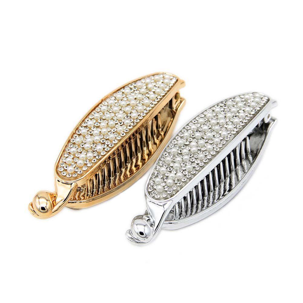 IVORY Kẹp Tóc Đuôi Ngựa Đính Đá Phong Cách Cổ Điển Thanh Lịch Cho Nữ Giá Đỡ