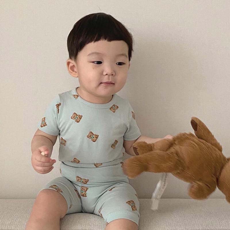 Bộ Đồ Mặc Ở Nhà In Hình Gấu Dễ Thương Cho Bé