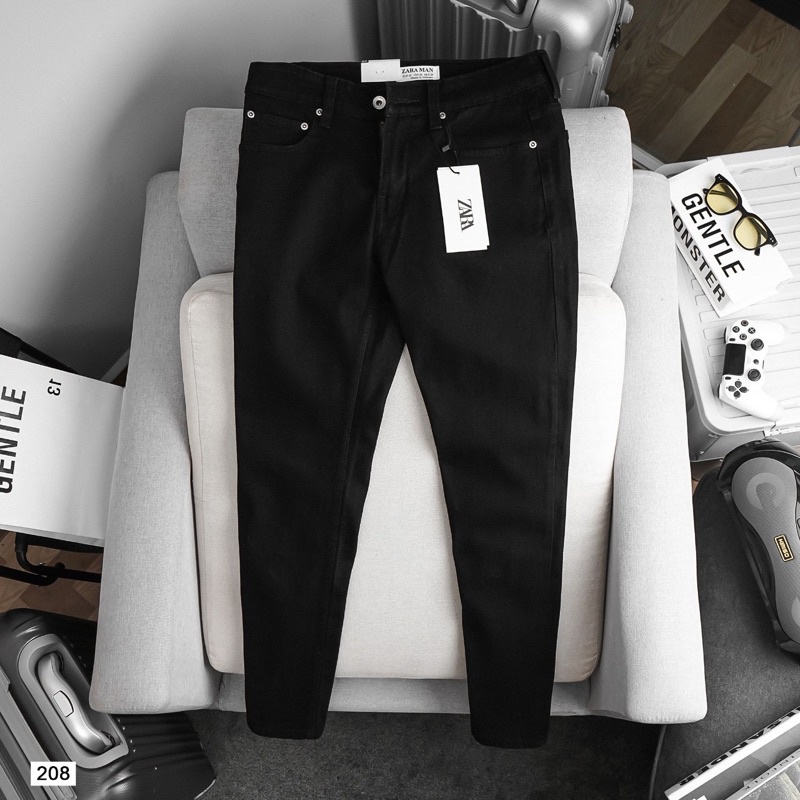 Quần jean nam đen trơn Slimfit xuất khẩu - ôm nhẹ co giãn