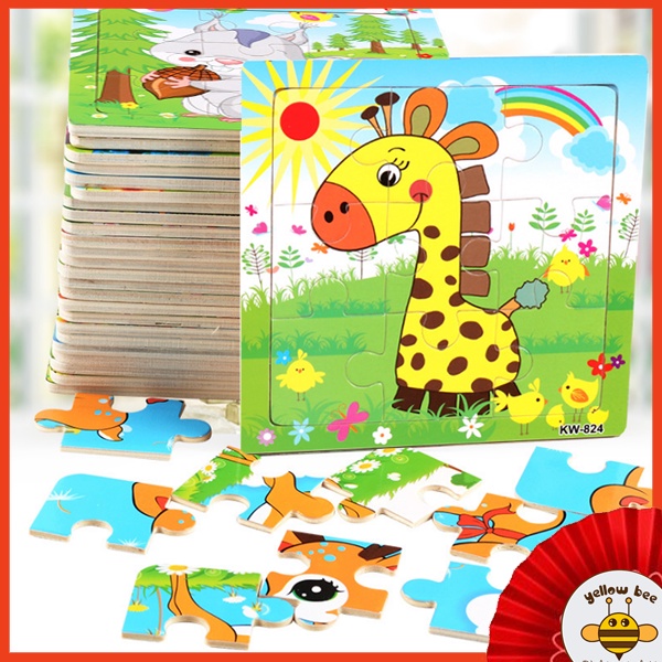 [9 miếng] Đồ chơi tranh ghép hình gỗ puzzle - Bộ ghép hình - Tranh xếp hình