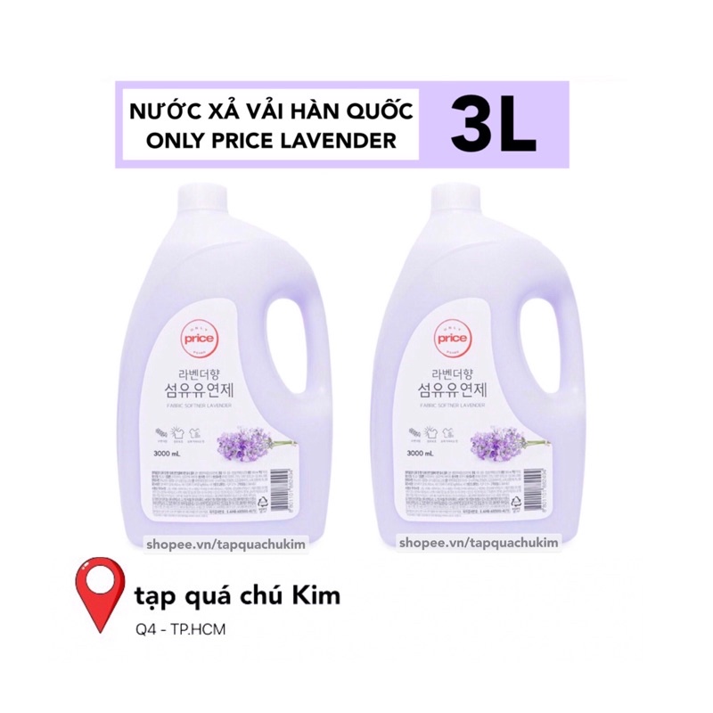 Nước xả ONLY PRICE 3L nhập khẩu 100% từ Hàn Quốc có tem phụ hương Lavender (xịn như nước xả DOWNY)
