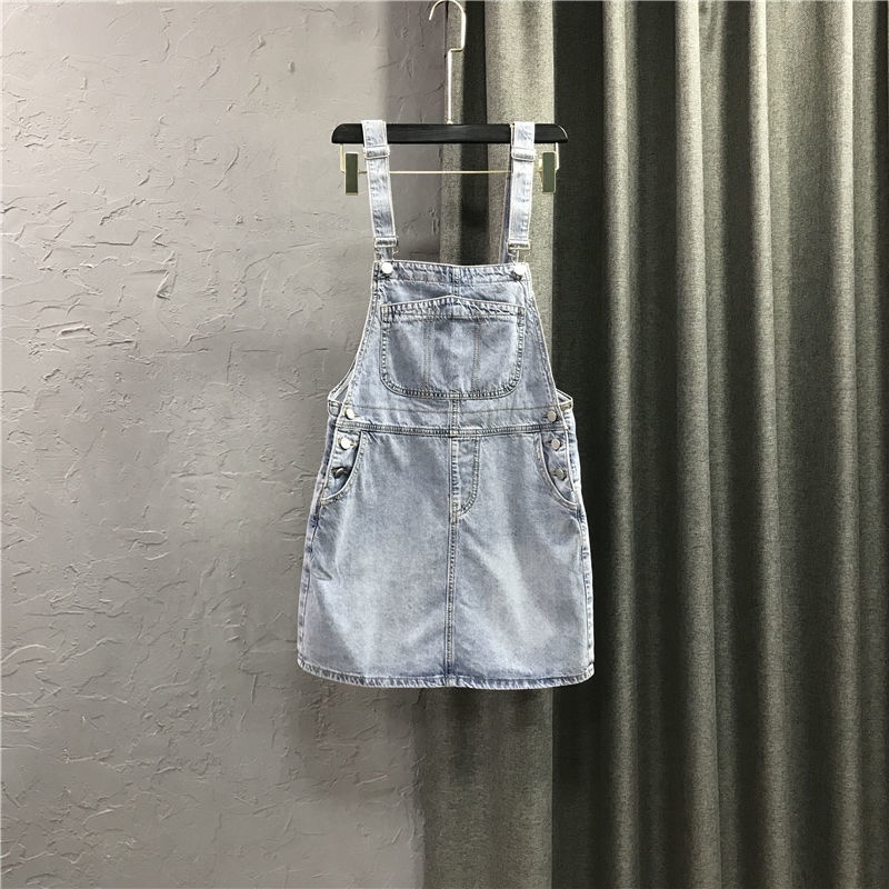Jiashucheng Đầm Denim Hai Dây Ngắn Ôm Dáng Mùa Xuân Hè Ngọt Ngào Cho Phụ Nữ Tuổi Trung Niên Có Thể Mặc Muối