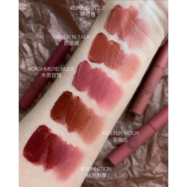 Son kem lì 3CE Velvet Lip Tint  [ BEBEAU ] Son Kem Lì 3CE Mịn Màng Như Nhung 4g Definiton  Bitter Hour Walk n talk