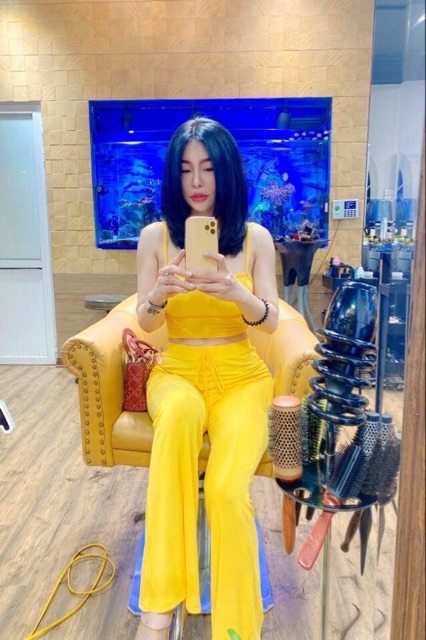 Set áo 2 dây + quần loe ống vẩy len tăm set body sang chảnh Annastore