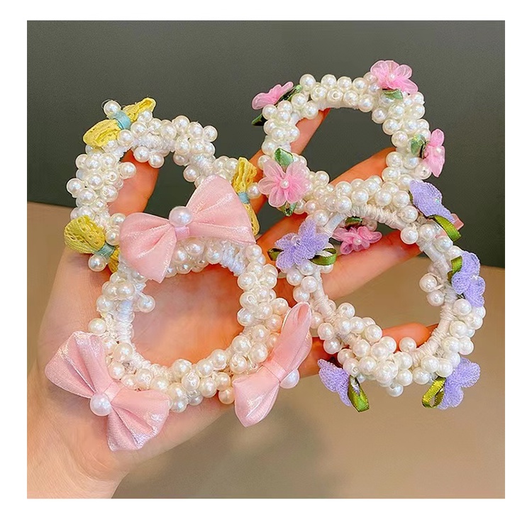Dây Buộc Tóc Đính Ngọc Trai / Nơ / Hoa Xinh Xắn Cho Bé Gái