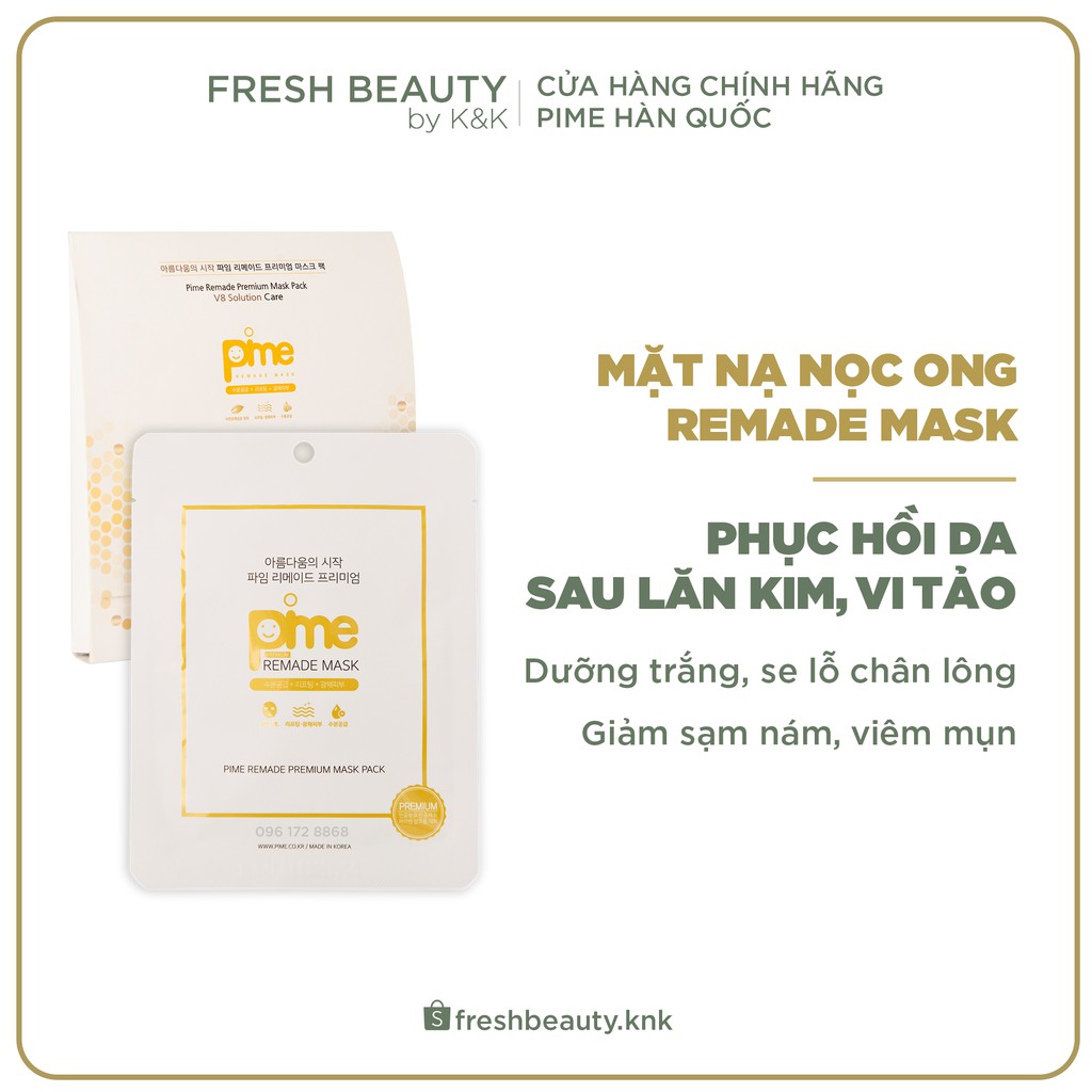 Mặt nạ tế bào gốc nọc ong Pime Remade Premium Mask trắng da, tái tạo da cho các loại da (mụn, viêm, sạm nám, nhạycảm ..)