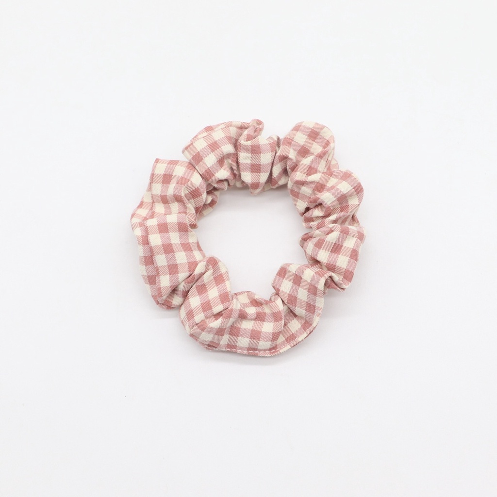 Cột tóc dây vải kate caro sắc màu 9cm chun co giãn không đau tóc thời trang Hàn Quốc Tatitava