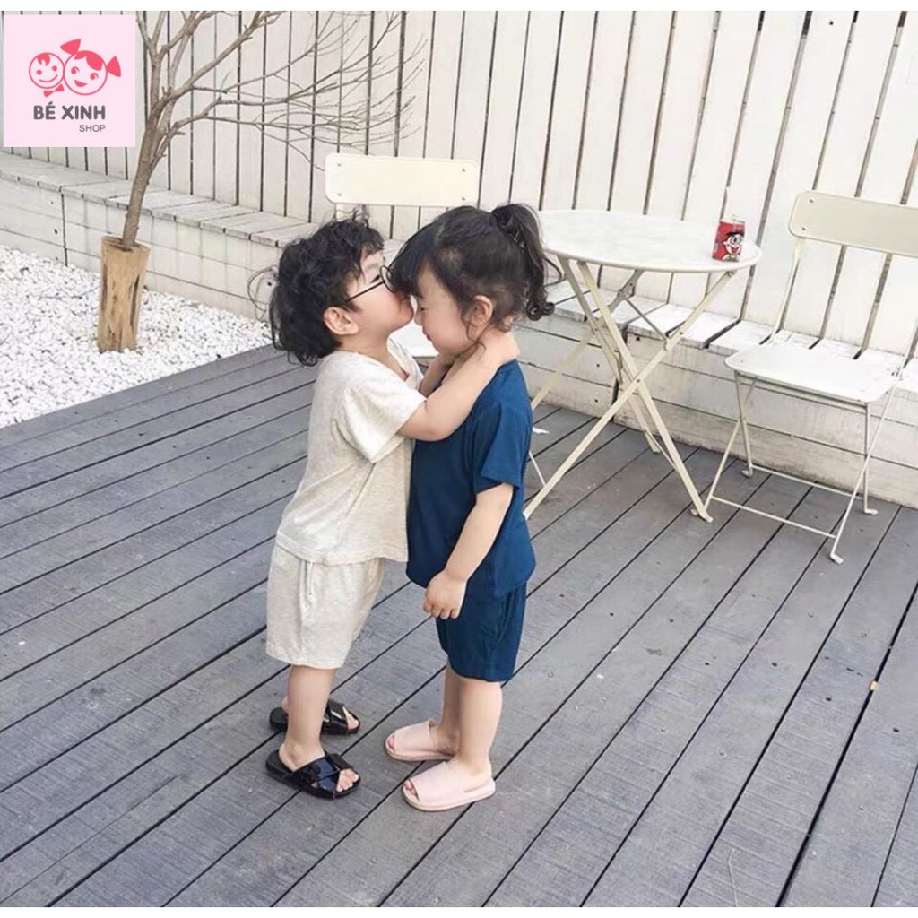 [Siêu rẻ] Bộ Minky Mom cộc tay bộ Minky Mom tay ngắn mẫu trơn cho bé trai bé gái mặc nhà mùa hè thun lạnh