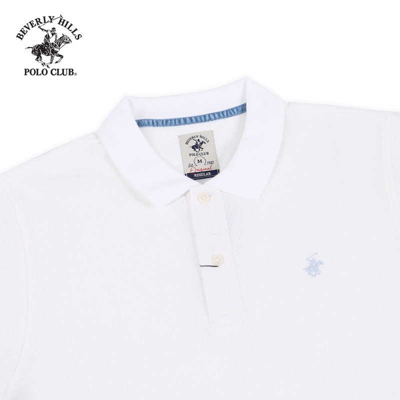 Áo polo ngắn tay Nam Beverly Hills Polo Club Regularfit 100% cotton Trắng PMRSS20TL055