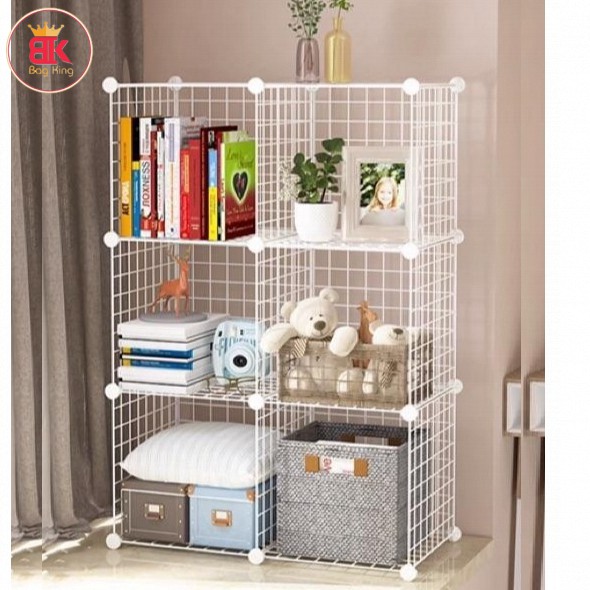 Tủ lưới sắt lắp ghép 6 ô đa năng - Tặng kèm chốt và búa