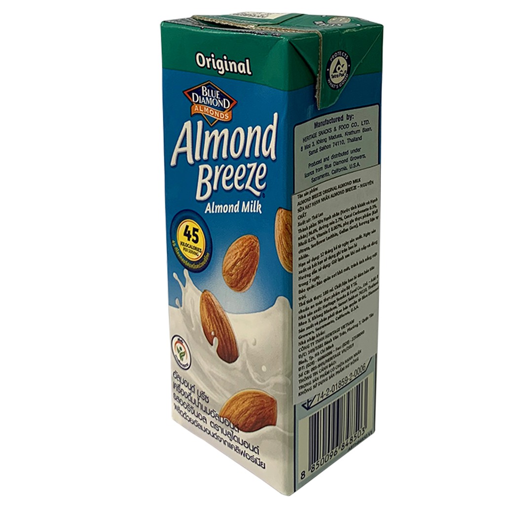 Sữa hạt Hạnh nhân ALMOND BREEZE Nguyên chất 180ml (Lốc 3 hộp)