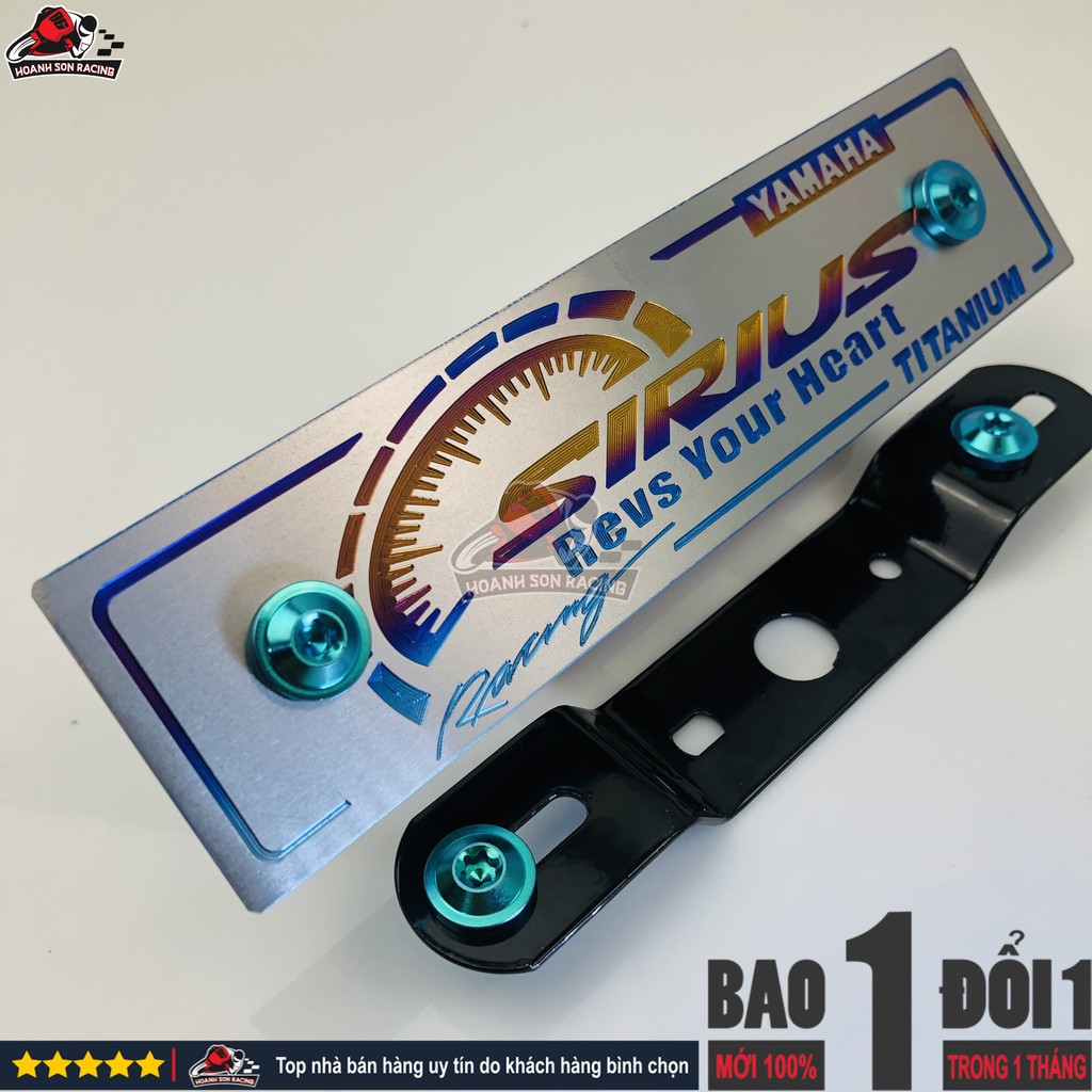 Bảng tên SIRIUS  titan chính hãng, tặng pát gắn và ốc titan gr5 xanh lục bảo  Hoành Sơn Racing
