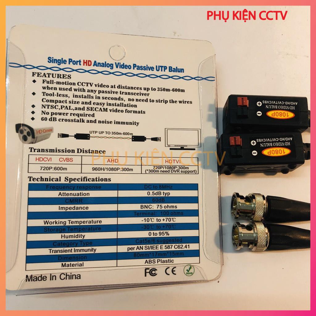 Video balun 2Mp 600M chống sét dùng cho hệ thống camera