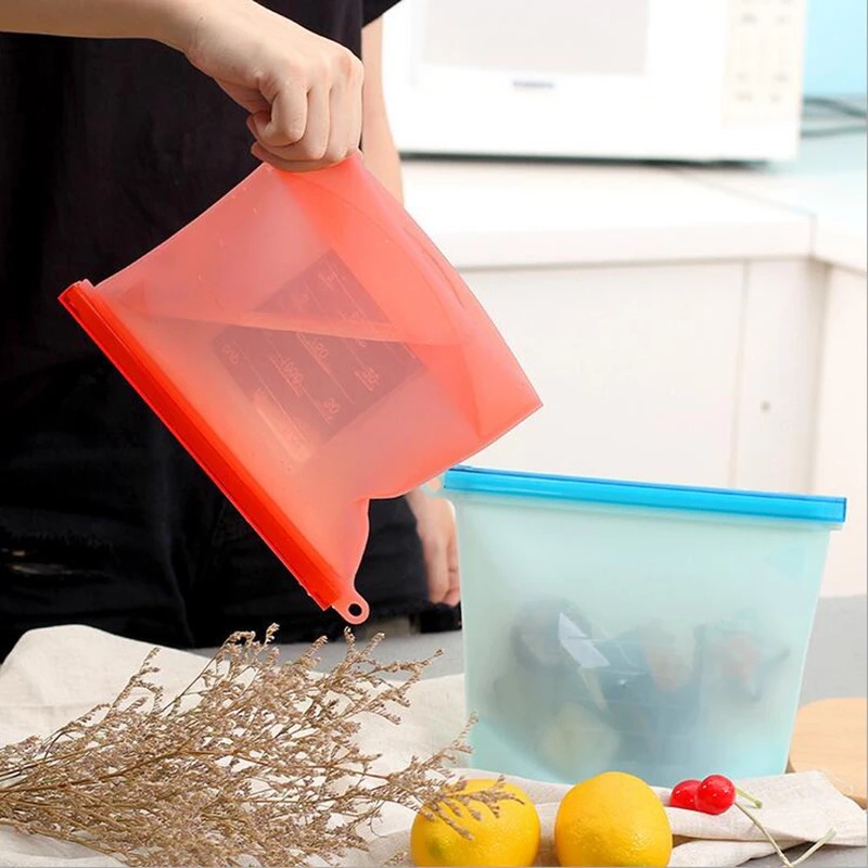 Túi Zip Silicon Thực Phẩm Tái Sử Dụng Thân Thiện Với Môi Trường - 1000ml/500ml - Nhiều Màu