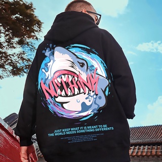 Áo Hoodie Dáng Rộng In Họa Tiết Cá Mập Thời Trang Thu Đông Cho Nam