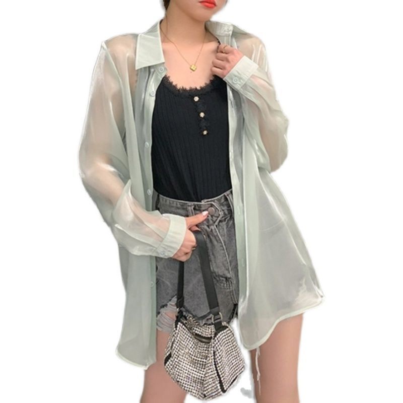 Áo Sơ Mi Voan Sang Trọng 174121 Áo Khoác Chống Nắng Tay Dài Thoáng Khí Thiết Kế Đơn Giản Trẻ Trung Hợp Thời Trang