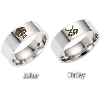 Nhẫn Titan Đơn Giản Họa Tiết Joker Harley Quinn Suicide Squad Cỡ 6-12
