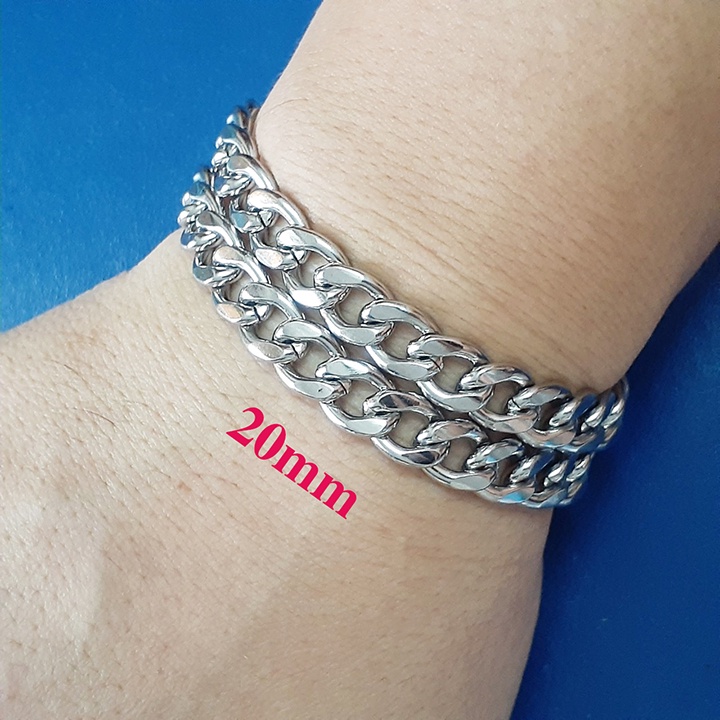 Lắc inox 2 sợi kiểu lặc đơn 10mm khóa bộ sáng đẹp, không đen, thể hiện đẳng cấp phái mạnh